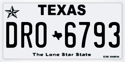 TX license plate DRO6793