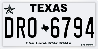 TX license plate DRO6794