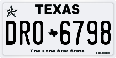 TX license plate DRO6798