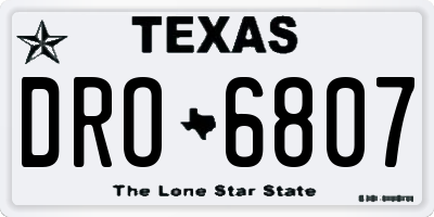 TX license plate DRO6807