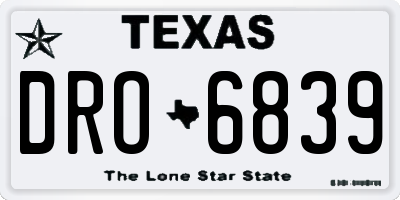TX license plate DRO6839