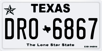 TX license plate DRO6867