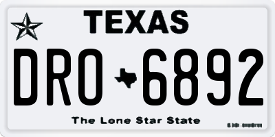 TX license plate DRO6892