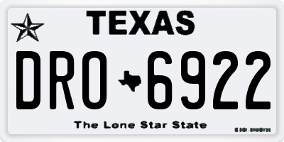 TX license plate DRO6922