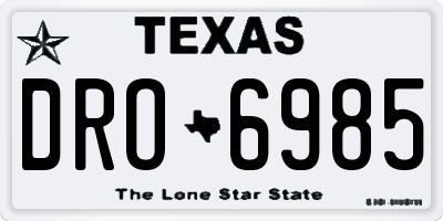 TX license plate DRO6985