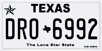 TX license plate DRO6992