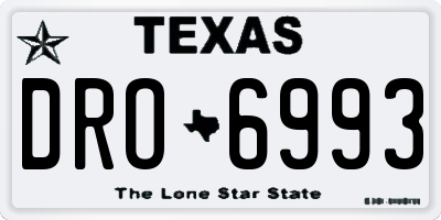 TX license plate DRO6993