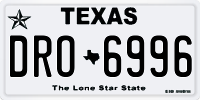 TX license plate DRO6996