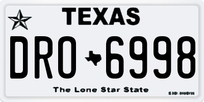 TX license plate DRO6998