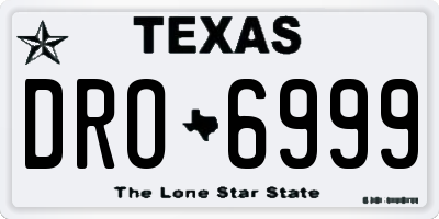 TX license plate DRO6999