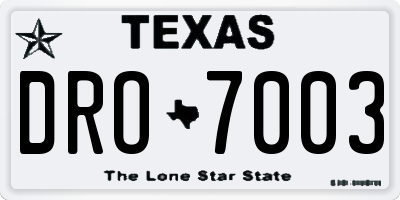 TX license plate DRO7003
