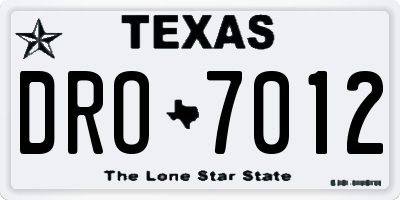 TX license plate DRO7012