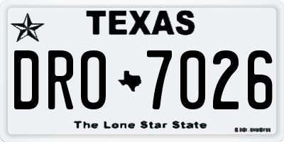 TX license plate DRO7026