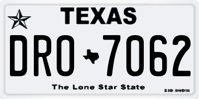 TX license plate DRO7062