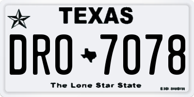 TX license plate DRO7078