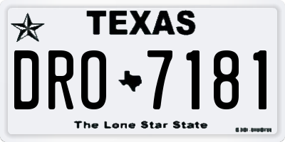 TX license plate DRO7181
