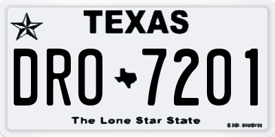 TX license plate DRO7201