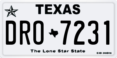 TX license plate DRO7231
