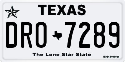 TX license plate DRO7289