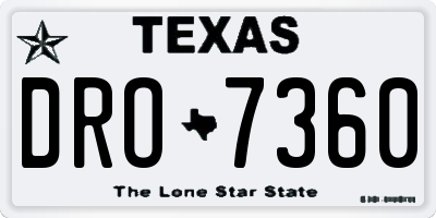 TX license plate DRO7360