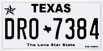 TX license plate DRO7384