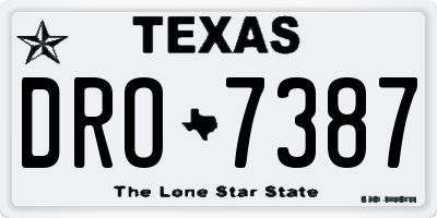 TX license plate DRO7387