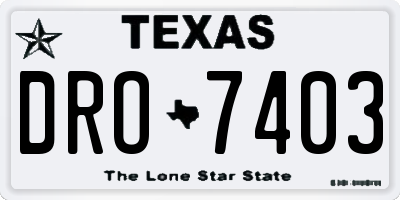 TX license plate DRO7403