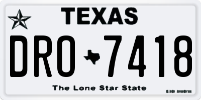 TX license plate DRO7418