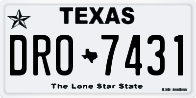 TX license plate DRO7431