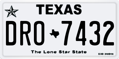TX license plate DRO7432