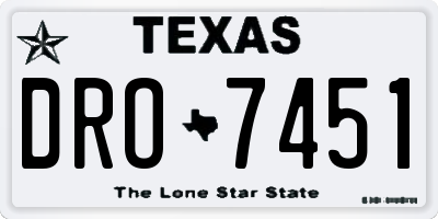TX license plate DRO7451