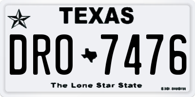 TX license plate DRO7476