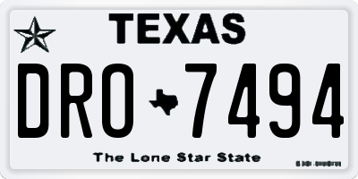 TX license plate DRO7494