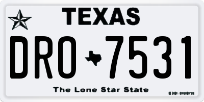 TX license plate DRO7531