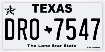 TX license plate DRO7547