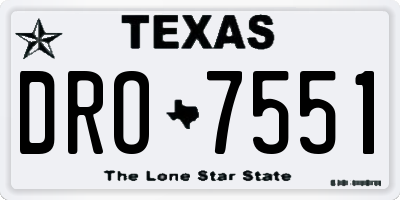 TX license plate DRO7551