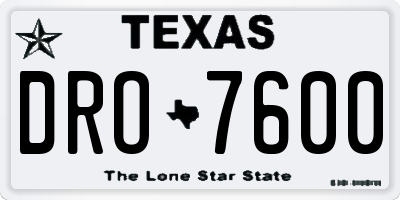 TX license plate DRO7600