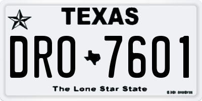 TX license plate DRO7601