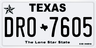 TX license plate DRO7605