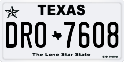 TX license plate DRO7608