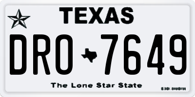 TX license plate DRO7649