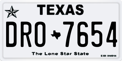 TX license plate DRO7654