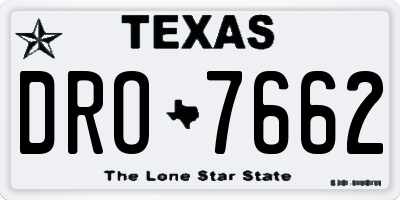 TX license plate DRO7662
