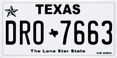 TX license plate DRO7663