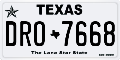 TX license plate DRO7668