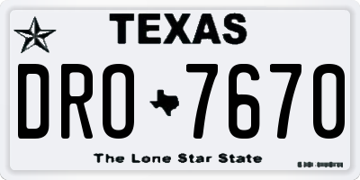 TX license plate DRO7670
