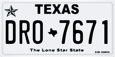 TX license plate DRO7671