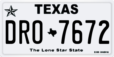 TX license plate DRO7672