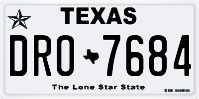 TX license plate DRO7684