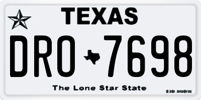 TX license plate DRO7698